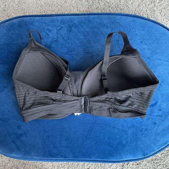 AUDEN Black Striped Sheer Mesh Padded Bralette XL Wireless Comfortable Lounge - Picture 5 of 8